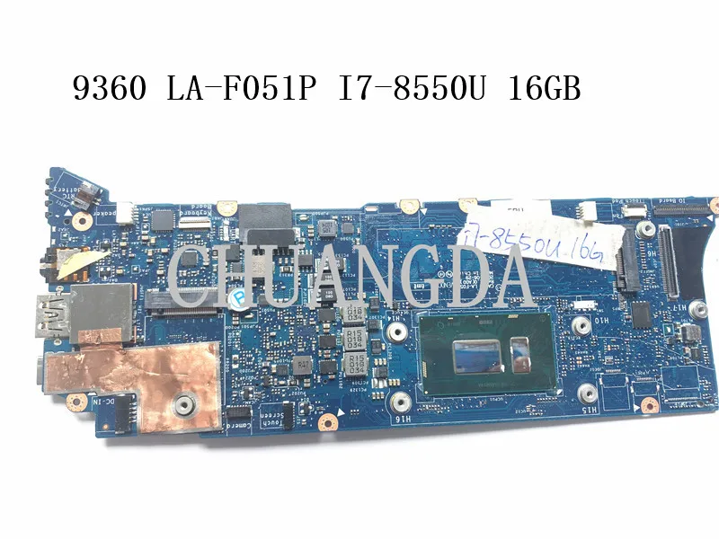 Для Dell P54G XPS 13 9350 9360 Тетрадь Материнская плата ноутбука CAZ70 LA-F051P с SR3LA I5-8250U 16G