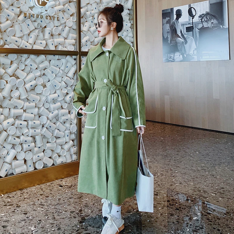 Trench Coat Women Single Breasted Loose Long Bandage Windbreaker Jacket Spring Autumn Elegant Korean Overcoat Outerwear
Trench Coat Women Single Breasted Loose Long Bandage Windbreaker Jacket Spring Autumn Elegant Korean Overcoat Outerwear