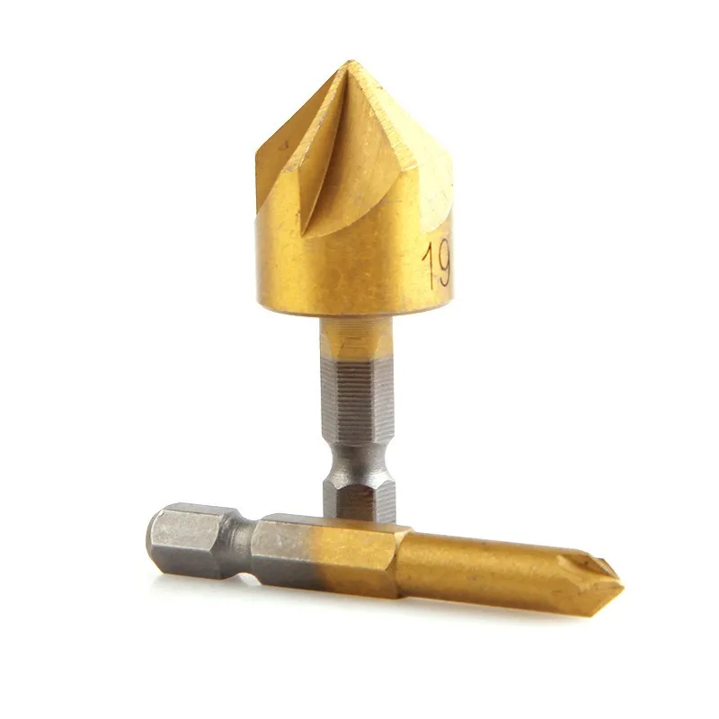 Hexagonal Shank Titanium-plated Reaming Chamfer Woodworking Tool 
Hexagonal Shank Titanium-plated Reaming Chamfer Woodworking Tool