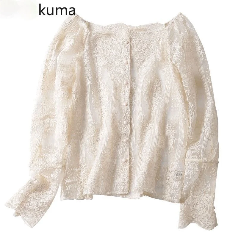 2021 Korean Embroidery Lace Shirt Suqare Collar Puff Sleeve Elegant Blouse Tops Spring New Blusas Mujer Moda
2021 Korean Embroidery Lace Shirt Suqare Collar Puff Sleeve Elegant Blouse Tops Spring New Blusas Mujer Moda