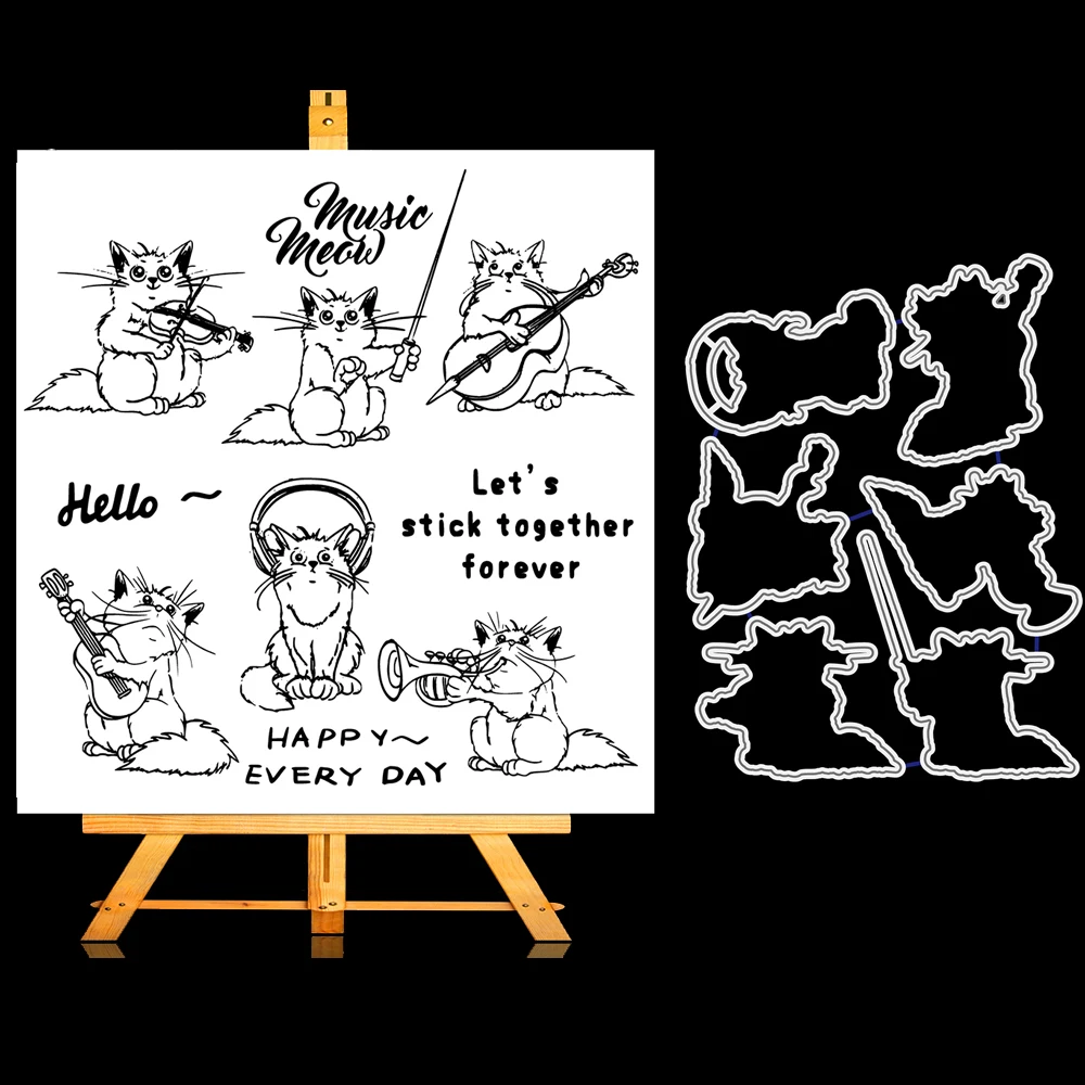 ZhuoAng Band cat Dies and Clear Stamp Set for DIY Scrapbooking Photo Album Decoretive Embossing Stencial
ZhuoAng Band cat Dies and Clear Stamp Set for DIY Scrapbooking Photo Album Decoretive Embossing Stencial