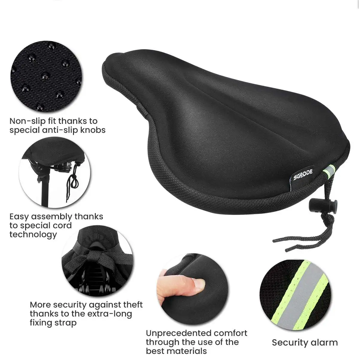 SGODDE 27x26cm Bike Saddle Memory Foam Comfortable Breathable Reflective Bicycle Seat for MTB E-Bike Pad with Waterproof Cover
SGODDE 27x26cm Bike Saddle Memory Foam Comfortable Breathable Reflective Bicycle Seat for MTB E-Bike Pad with Waterproof Cover