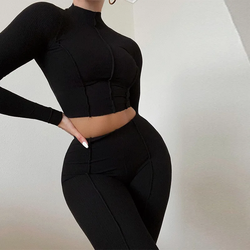 Summer Fitness Women Tracksuit Ribbed Striped Strechy Two Piece Set Long Sleeve Crop Top+Leggings Casual MatchingSlim Sportswear
Summer Fitness Women Tracksuit Ribbed Striped Strechy Two Piece Set Long Sleeve Crop Top+Leggings Casual MatchingSlim Sportswear
