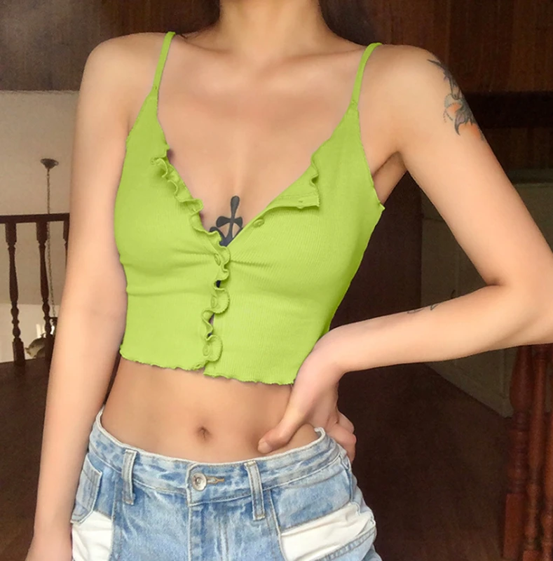 2021 Summer Green Crop Top Y2K Aesthetic Women Sexy Backless V-neck Camisole 90s Fashion Sleeveless Tank Top Vest High Street
2021 Summer Green Crop Top Y2K Aesthetic Women Sexy Backless V-neck Camisole 90s Fashion Sleeveless Tank Top Vest High Street