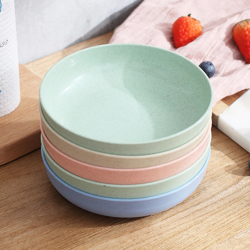 

Children Lunch Food Plate Baby Feeding Bowl Wheat Straw Kids Snack Dinnerware Environmental Dishes Newborn Tableware MBG0552