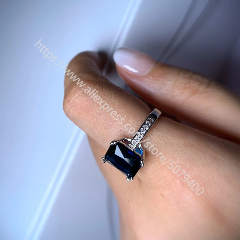 Sapphires white gold plated ring September birthstone promise ring for her square cut cubic zircon ring blue CZ jewelry for girl
Sapphires white gold plated ring September birthstone promise ring for her square cut cubic zircon ring blue CZ jewelry for girl