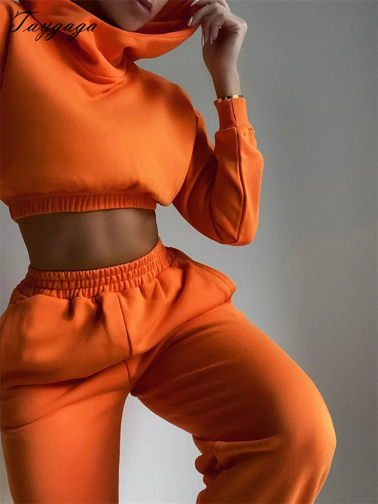 Taygaga Autumn Two Piece Set Women Knitted Casual Short Sports Hoodie+High Elastic Waist Pant Matching Suit sweatsuits For Women
Taygaga Autumn Two Piece Set Women Knitted Casual Short Sports Hoodie+High Elastic Waist Pant Matching Suit sweatsuits For Women