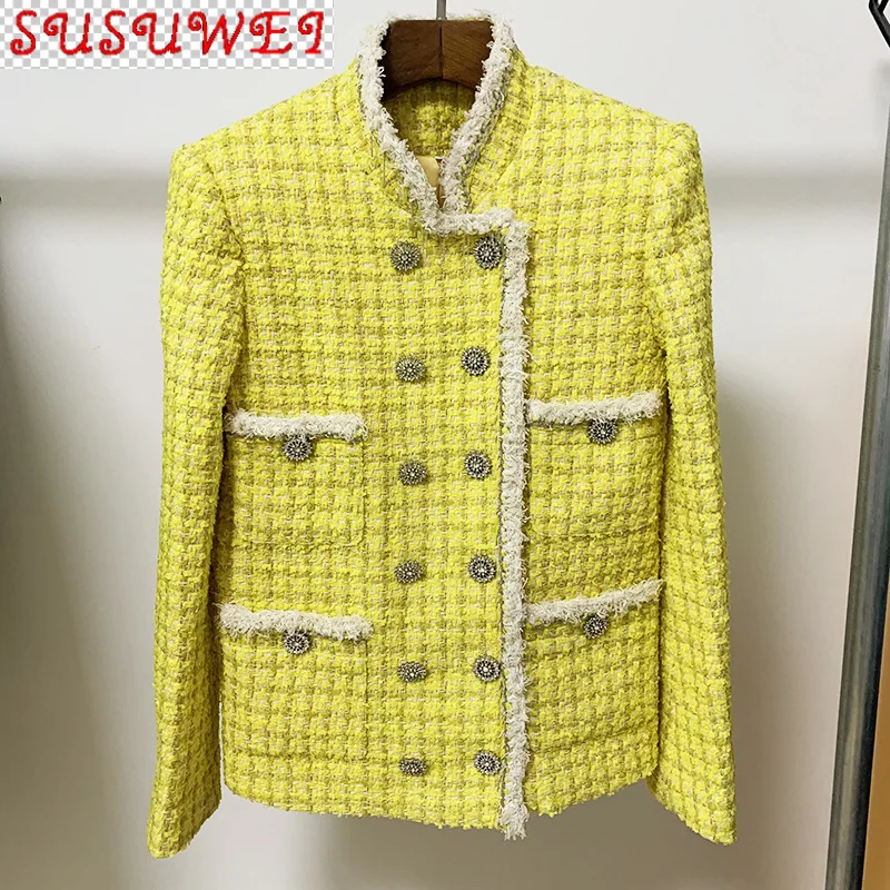 Thick Woolen Tweed Women Jacket 2020 Winter Stand-up Collar Chain-trimmed Yellow Casual Ladies Coat Jackets Women High Quality
Thick Woolen Tweed Women Jacket 2020 Winter Stand-up Collar Chain-trimmed Yellow Casual Ladies Coat Jackets Women High Quality