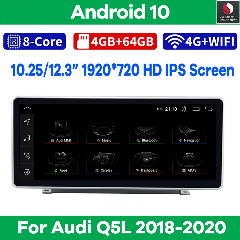 Автомобильный мультимедийный плеер, Android 10, Snapdragon, 4 ГБ, 64 ГБ, GPS-навигация, радио для Audi Q5 Q5L 2018-2020 CarPlay, видео стерео экран
Автомобильный мультимедийный плеер, Android 10, Snapdragon, 4 ГБ, 64 ГБ, GPS-навигация, радио для Audi Q5 Q5L 2018-2020 CarPlay, видео стерео экран