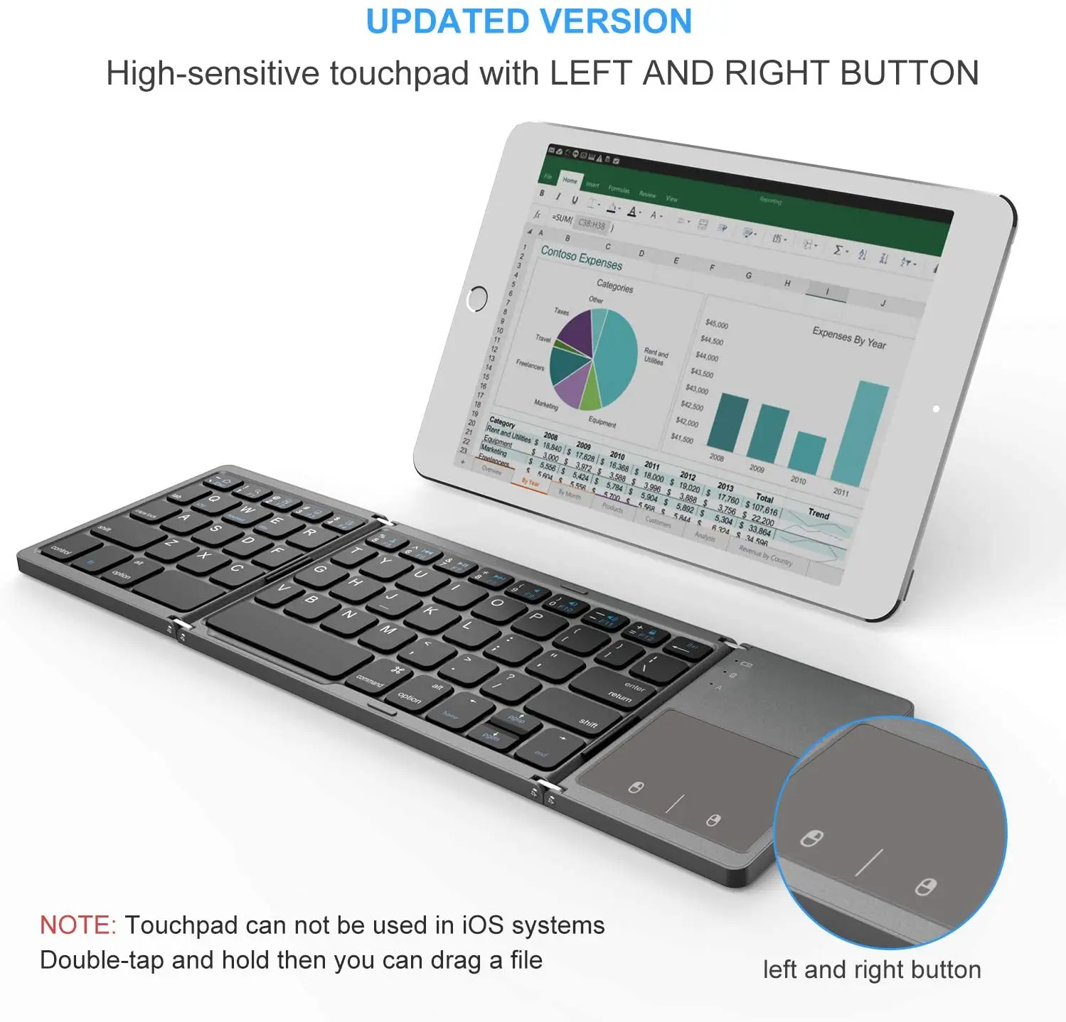 Foldable Mini Keyboard with Touchpad Rechargeable Wireless Bluetooth Keyboard for Android IOS PC Keyboards Accessories H-best
Foldable Mini Keyboard with Touchpad Rechargeable Wireless Bluetooth Keyboard for Android IOS PC Keyboards Accessories H-best