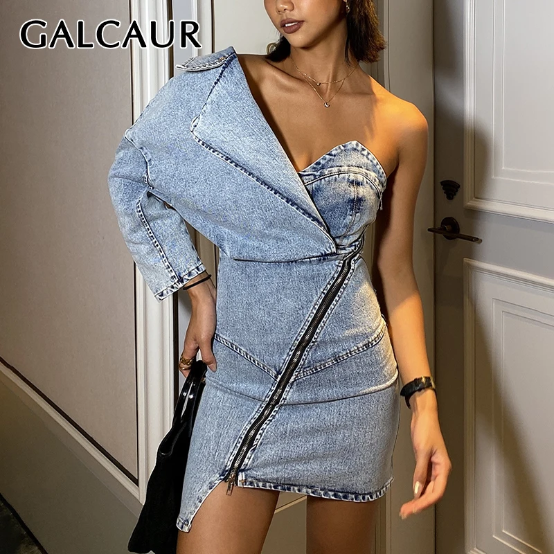 GALCAUR Asymmetrical Denim Dress For Women V Neck Long Sleeve Ruched Backless Sexy Dresses Female Fashion New 2020 Summer New
GALCAUR Asymmetrical Denim Dress For Women V Neck Long Sleeve Ruched Backless Sexy Dresses Female Fashion New 2020 Summer New
