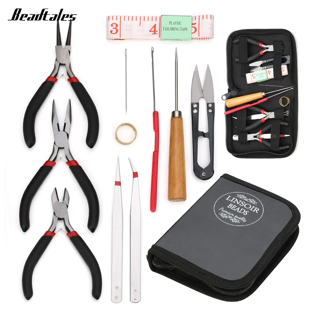 

Beadtales 12pcs/set Jewelry Tools Jewelry Making Set Flat Nose Pliers Beading Needles Kit Fit DIY Jewelry Making Tools Equipment