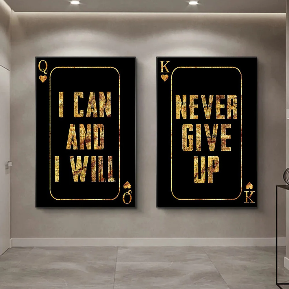 Never Give Up Inspirational Quotes Golden Playing Card Canvas Painting Wall Art I Can And I Will Poster Print Picture Home Decor
Never Give Up Inspirational Quotes Golden Playing Card Canvas Painting Wall Art I Can And I Will Poster Print Picture Home Decor