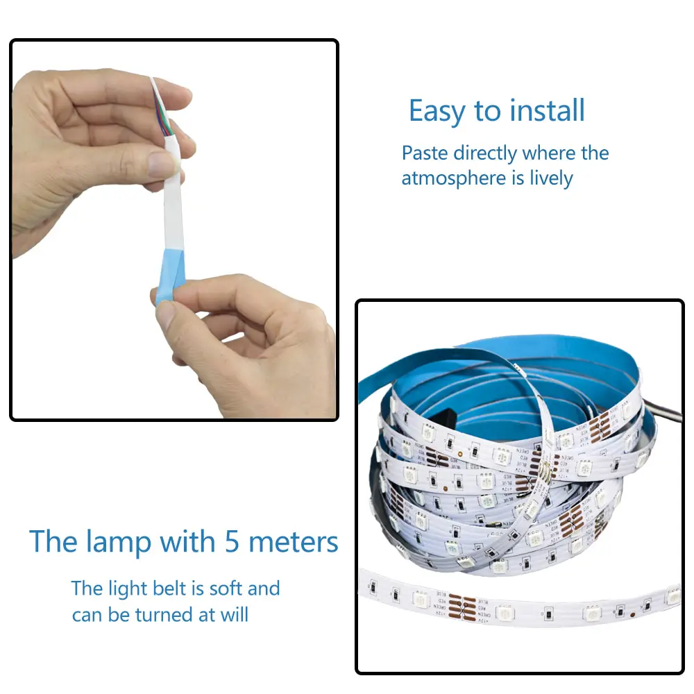 Led Strip Lights SMB 2835 with 24 Keys IR Remote and 5M 12V Power Supply,300 LEDs RGB Light
Led Strip Lights SMB 2835 with 24 Keys IR Remote and 5M 12V Power Supply,300 LEDs RGB Light