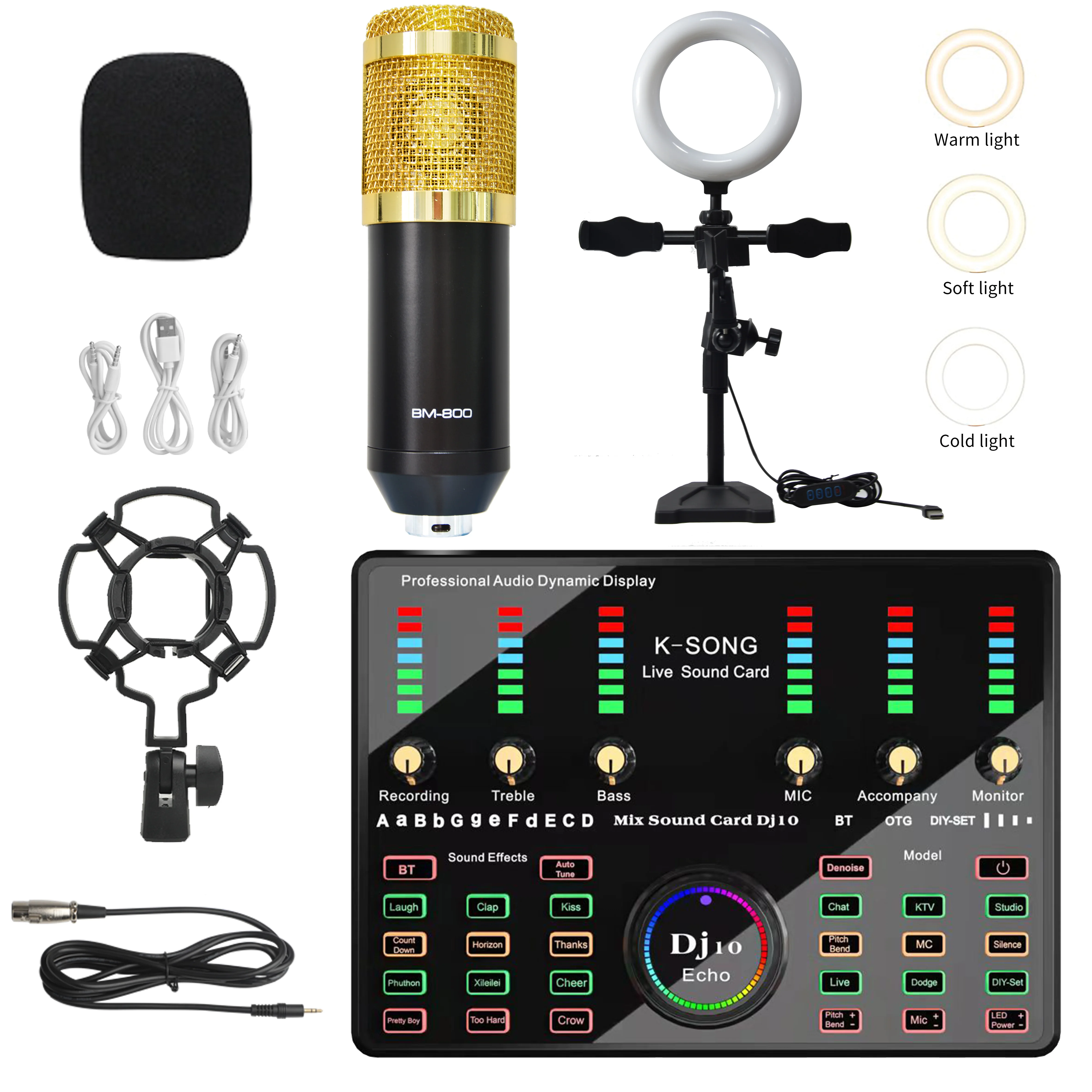 BM 800 Professional Condenser Microphone with Ring Fill Light for PC Phone Live Streaming Kit Karaoke Singing Gaming Mic Stand
BM 800 Professional Condenser Microphone with Ring Fill Light for PC Phone Live Streaming Kit Karaoke Singing Gaming Mic Stand