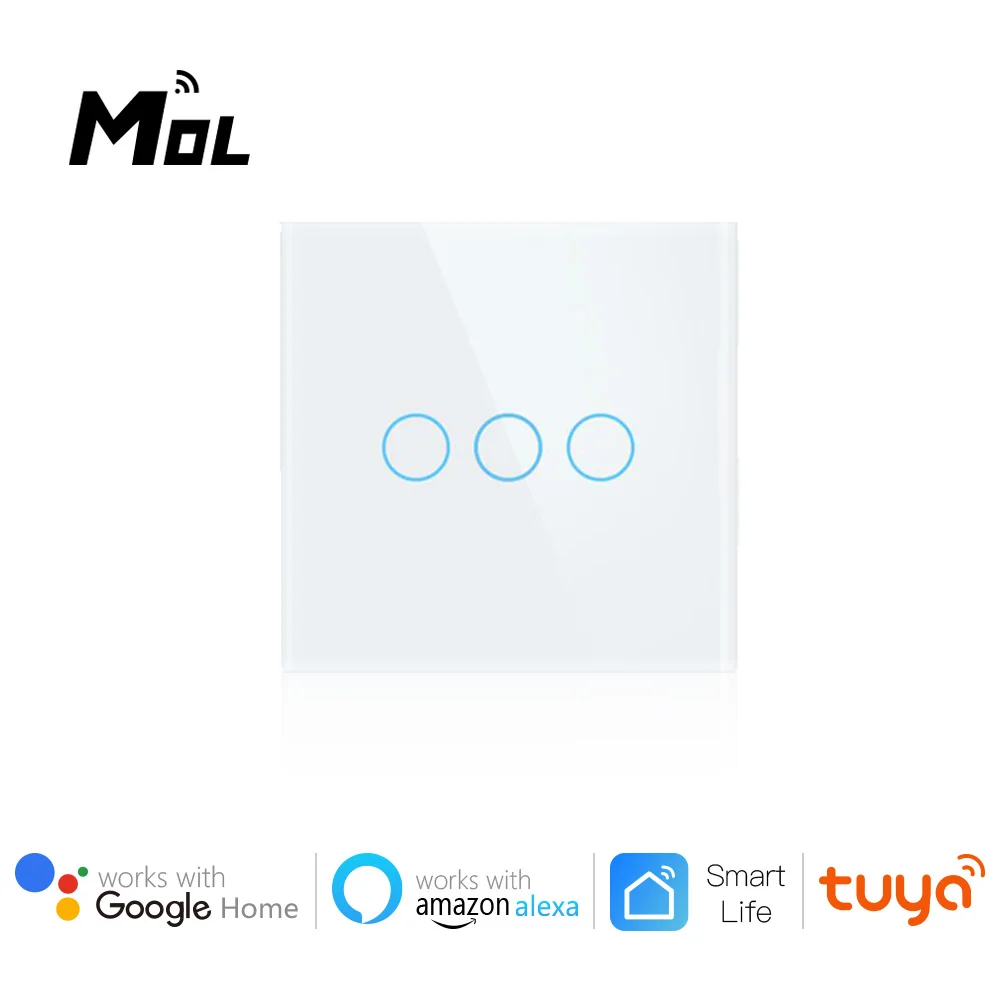 Wifi Wall Touch Switch EU No Neutral Wire Required White Light Switch 3 Gang Black 220V Tuya Smart Home Support Alexa GoogleHome
Wifi Wall Touch Switch EU No Neutral Wire Required White Light Switch 3 Gang Black 220V Tuya Smart Home Support Alexa GoogleHome