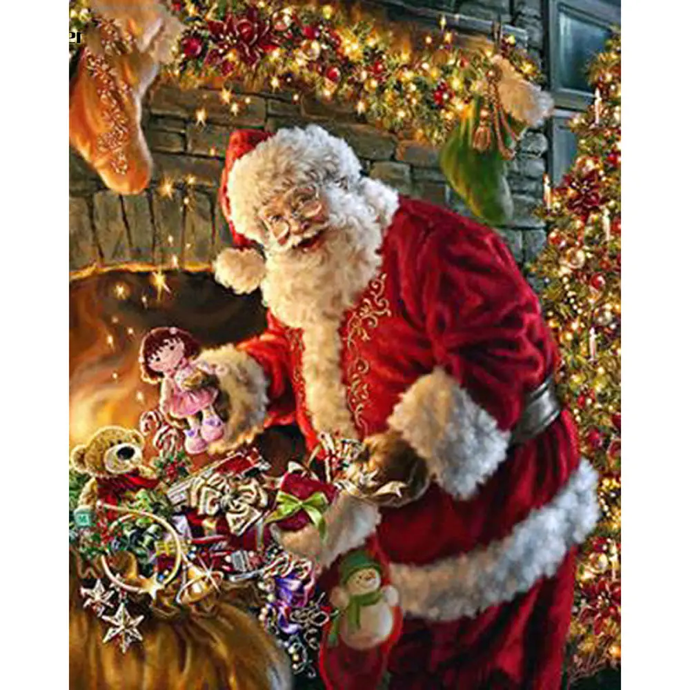 

DIY Алмазная картина Санта-Клаус полная дрель круглая Алмазная Вышивка картина горный хрусталь Алмазная мозаика мультфильм домашний декор