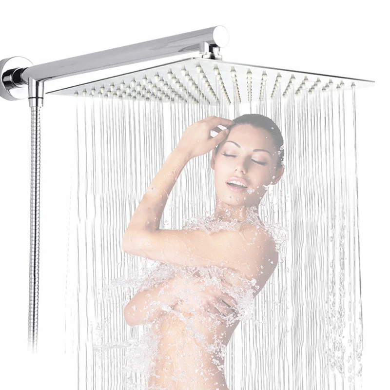 

Bathroom Faucets Stainless Steel Showerhead Ultra-thin Chrome Rainfall Shower Heads Round Square High Pressure Bath Faucet