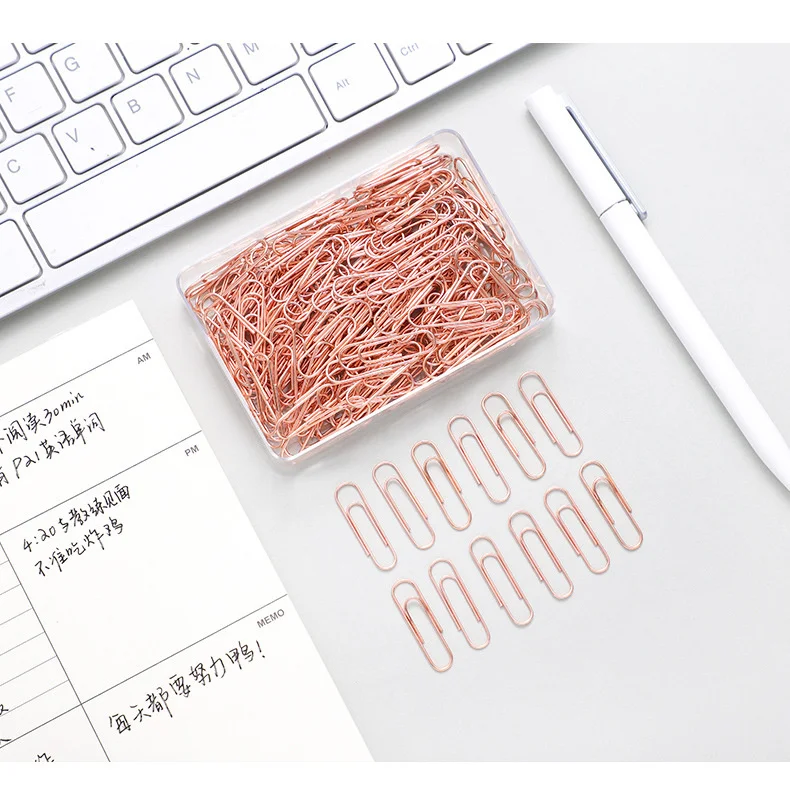Rose Gold Clips Paper Memo Holder Clip Pretty Metal Bookmark Office Accessories Stationery 120pcs Boxed Papelaria Канцелярия
Rose Gold Clips Paper Memo Holder Clip Pretty Metal Bookmark Office Accessories Stationery 120pcs Boxed Papelaria Канцелярия