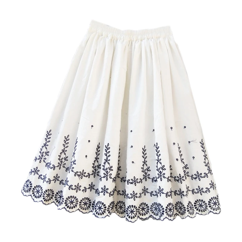 2020 new embroidered cotton hemp skirt women's pure cotton medium length pure white skirt big swing fairy pleated skirt
2020 new embroidered cotton hemp skirt women's pure cotton medium length pure white skirt big swing fairy pleated skirt