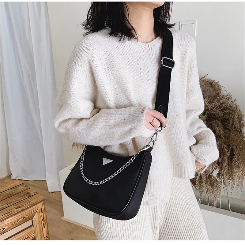 Women Crossbody Bag Nylon Diagonal Bag Black Shoulder Bag With Mini Pocket Messenger Bag Handbags Gifts Y93 
Women Crossbody Bag Nylon Diagonal Bag Black Shoulder Bag With Mini Pocket Messenger Bag Handbags Gifts Y93