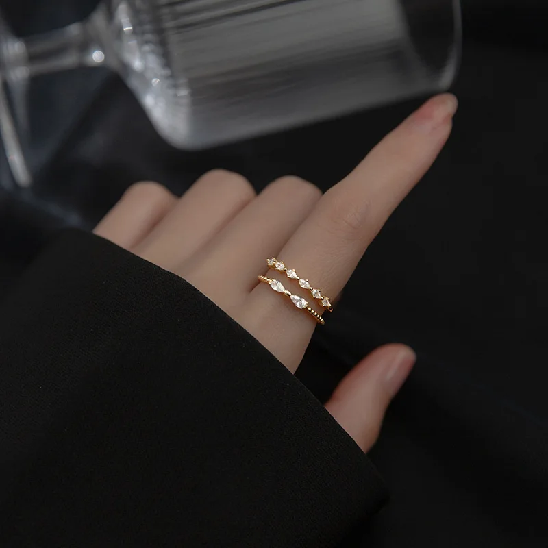 MloveAcc 925 Sterling Silver Double Layers Finger Ring with Droplets CZ Elegant Women Rings Jewelry 
MloveAcc 925 Sterling Silver Double Layers Finger Ring with Droplets CZ Elegant Women Rings Jewelry