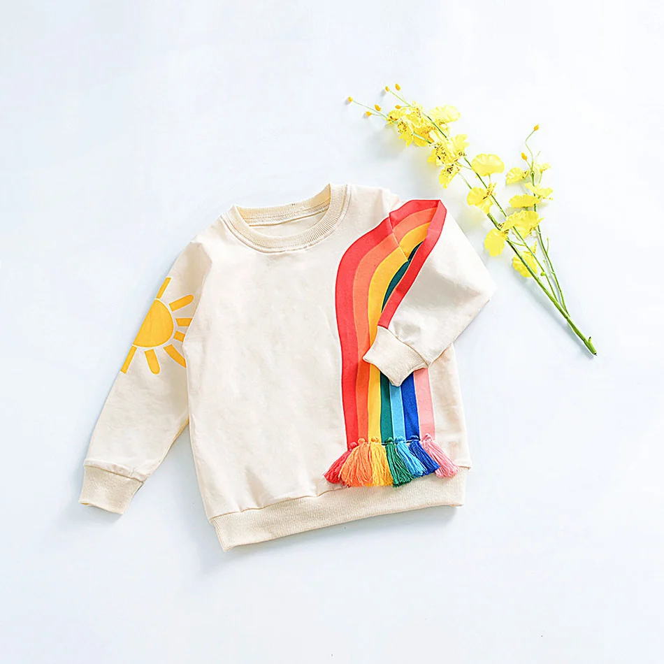 Children's Clothing Kids Girl Summer Clothes Baby Girl Summer Tassel Rainbow Sun Pattern Sweatshirt Long Sleeve T-shirt 12M-6T
Children's Clothing Kids Girl Summer Clothes Baby Girl Summer Tassel Rainbow Sun Pattern Sweatshirt Long Sleeve T-shirt 12M-6T