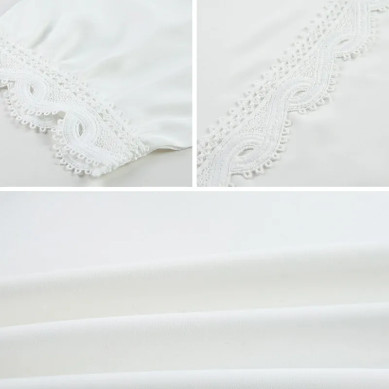 Office Ladies Blouses Fashion Lace Hollow Out Sweet White Shirt Women's V-Neck Half Sleeves Solid Tops new
Office Ladies Blouses Fashion Lace Hollow Out Sweet White Shirt Women's V-Neck Half Sleeves Solid Tops new