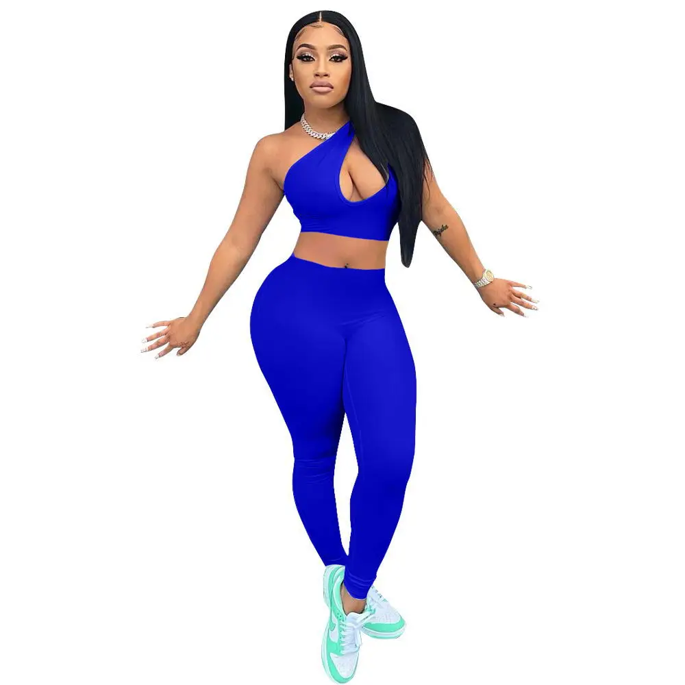 RStylish Women's Summer Clothes Solid One Shoulder Sleeveless Hollow Crop Top Sweat Pants Tracksuit 2021 Two Piece Matching Set
RStylish Women's Summer Clothes Solid One Shoulder Sleeveless Hollow Crop Top Sweat Pants Tracksuit 2021 Two Piece Matching Set