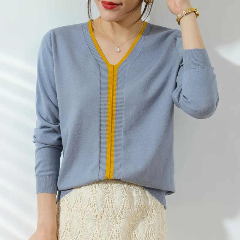 New Arrival Spring Autumn Women Cashmere Wool Blending Sweater Fashion Female V-neck Pullover Bottoming Knitting Higt Quality
New Arrival Spring Autumn Women Cashmere Wool Blending Sweater Fashion Female V-neck Pullover Bottoming Knitting Higt Quality