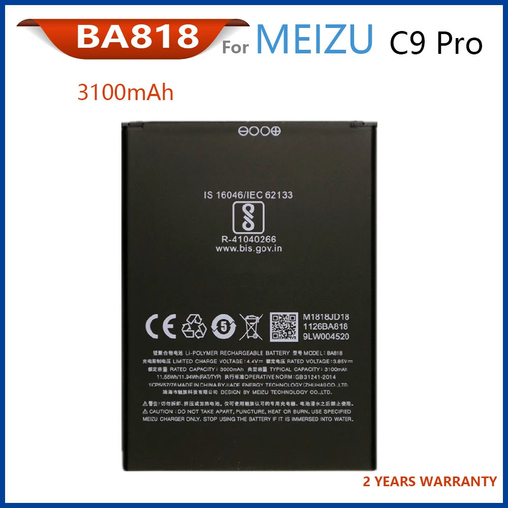 100% Оригинальный аккумулятор BA818 для Meizu C9 Pro 3000 мАч мобильный телефон новые