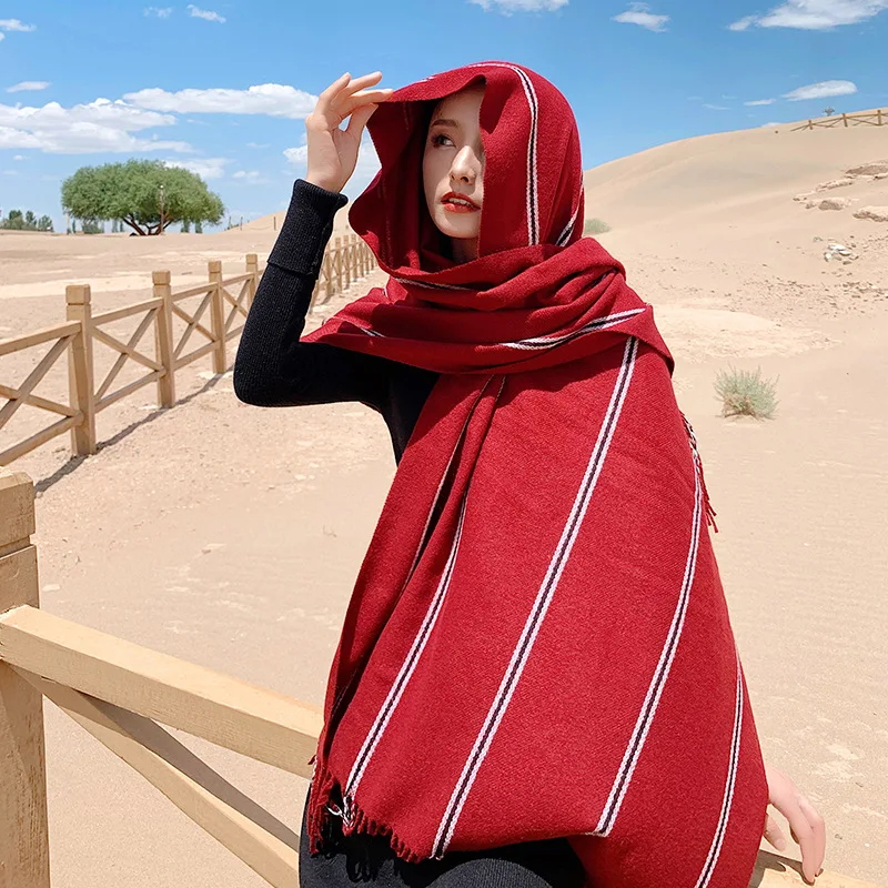 

Vintage scarf stripe fringed knit Cloak Poncho Tassels Cape cardigan sweater shawl Woman coat Pashmina All-match scarfs new