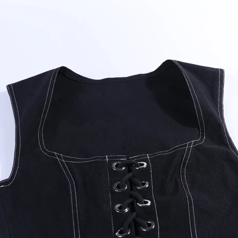 Women Tank Tops Sexy Crop Laceup Sleeveless Bandage Top Fashion Slim Hollow Out Vacation Streetwear Summer Black Denim Wear 2021
Women Tank Tops Sexy Crop Laceup Sleeveless Bandage Top Fashion Slim Hollow Out Vacation Streetwear Summer Black Denim Wear 2021