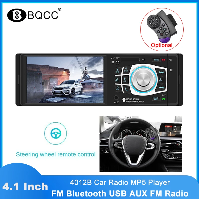 4.1 Inch 1 Din 4012B Car Radio Bluetooth FM Auto Audio Stereo Support Rear View Camera AUX FM USB TF Car Multimedia Player
4.1 Inch 1 Din 4012B Car Radio Bluetooth FM Auto Audio Stereo Support Rear View Camera AUX FM USB TF Car Multimedia Player