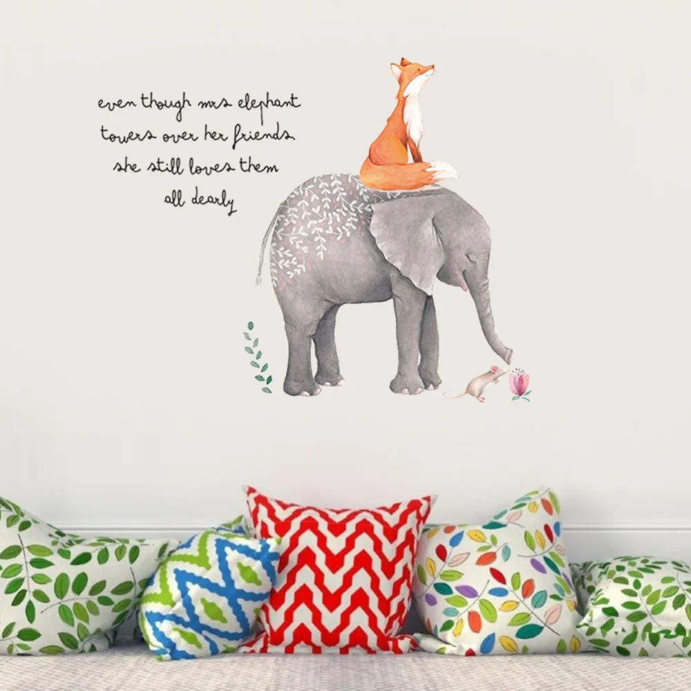 Big Elephant Fox and Mice Animals Wall Stickers Cursive Lettering Quotes Wall Decals
Big Elephant Fox and Mice Animals Wall Stickers Cursive Lettering Quotes Wall Decals