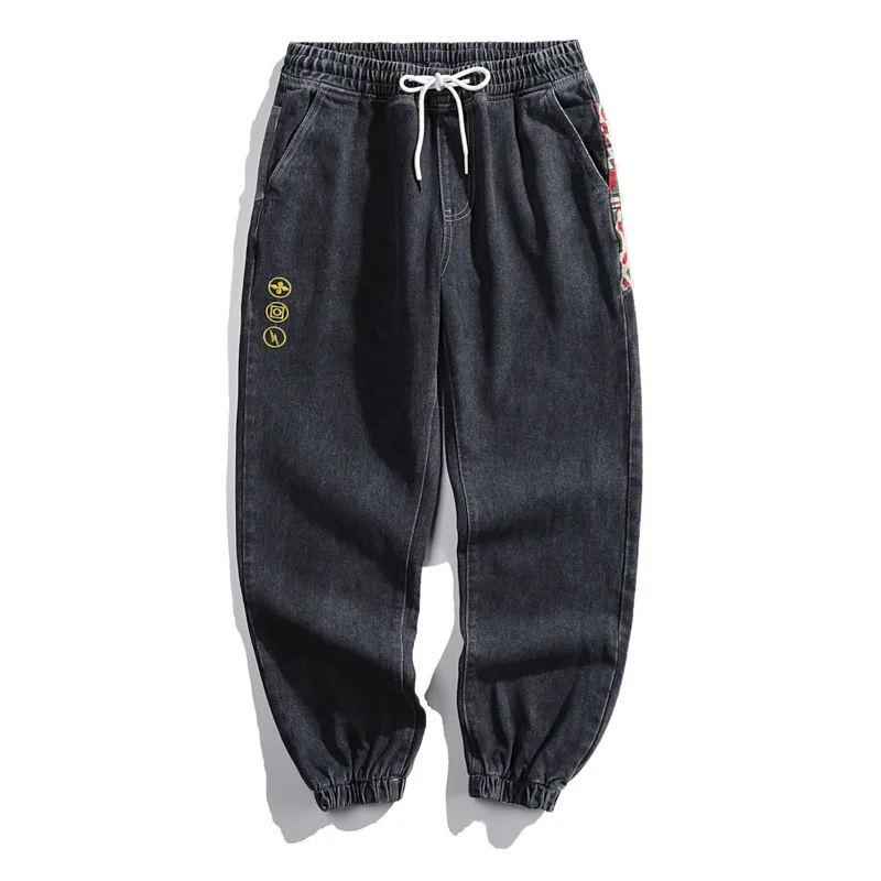 New Jeans Men's Loose Black Harem Pants For Male Elastic Waist Patchwork Denim Trousers Mens Color Contrast Casual Pencil Pants
New Jeans Men's Loose Black Harem Pants For Male Elastic Waist Patchwork Denim Trousers Mens Color Contrast Casual Pencil Pants