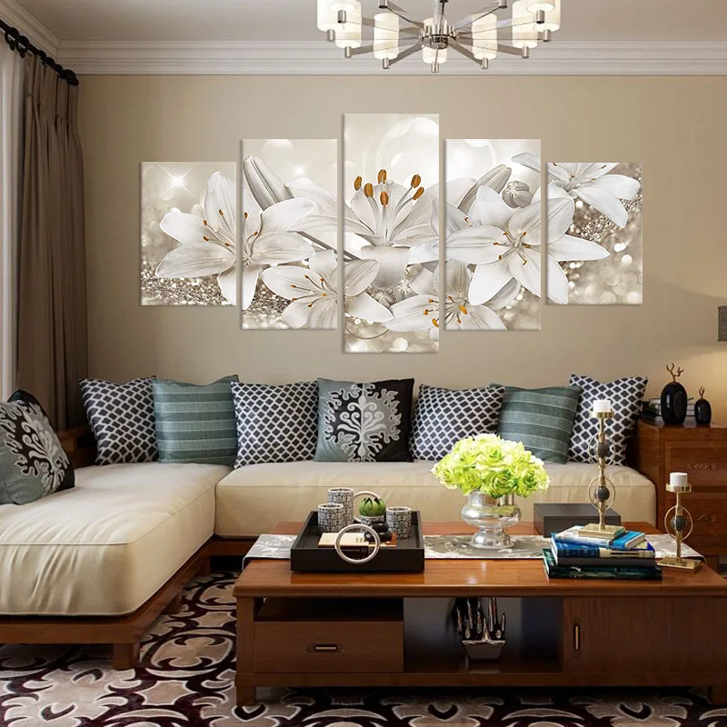 5 Pieces of Oil Painting Corridor Living Room Wall Art HD Printing Beautiful Lily Home Modular Poster Home Decoration Frameless
5 Pieces of Oil Painting Corridor Living Room Wall Art HD Printing Beautiful Lily Home Modular Poster Home Decoration Frameless