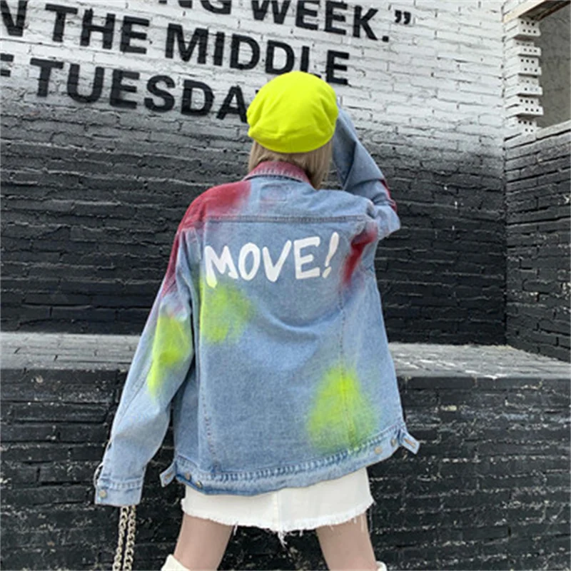 Vintage Women's Denim Jacket Graffiti Long Sleeve Loose Stright Cowboy Coats Streetwear Female Fashion Tide 2021 Autumn
Vintage Women's Denim Jacket Graffiti Long Sleeve Loose Stright Cowboy Coats Streetwear Female Fashion Tide 2021 Autumn