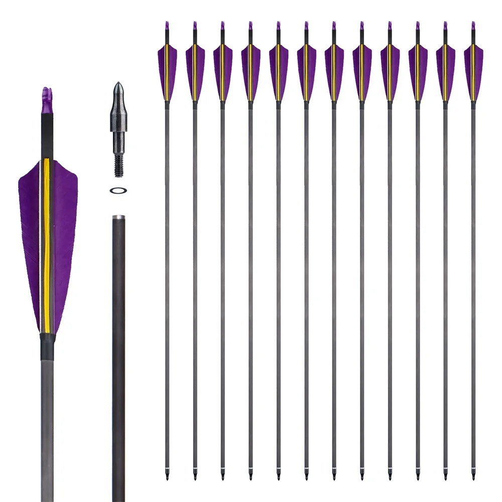 6/12/24pcs Archery Pure Carbon Arrows Spine 350 ID 6.2mm 4" Real Turkey Natural Feather Arrow for Shooting Recurve&Composite Bow
6/12/24pcs Archery Pure Carbon Arrows Spine 350 ID 6.2mm 4" Real Turkey Natural Feather Arrow for Shooting Recurve&Composite Bow