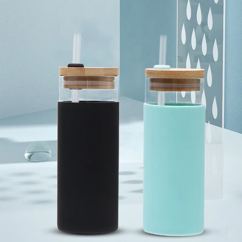500ml Glass Tumbler Glass Water Bottle Straw Silicone Protective Sleeve Cute Water Cup Bamboo Lid BPA Free Heat-resistant Glass 
500ml Glass Tumbler Glass Water Bottle Straw Silicone Protective Sleeve Cute Water Cup Bamboo Lid BPA Free Heat-resistant Glass