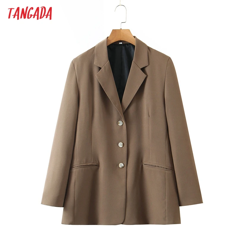 Tangada Women Solid Loose Blazer Coat Vintage Notched Collar Pocket 2021 Fashion Female Casual Chic Tops 8H178
Tangada Women Solid Loose Blazer Coat Vintage Notched Collar Pocket 2021 Fashion Female Casual Chic Tops 8H178