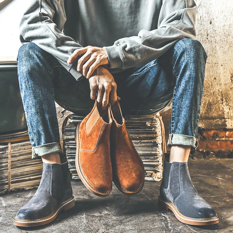 Осень-зима 2021, мужские Модные Повседневные Удобные замшевые ботинки челси на плоской подошве с круглым носком, рабочие ботинки
Осень-зима 2021, мужские Модные Повседневные Удобные замшевые ботинки челси на плоской подошве с круглым носком, рабочие ботинки