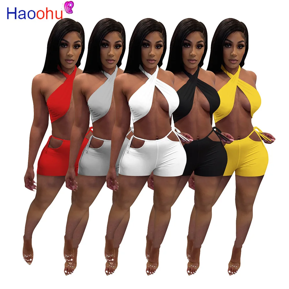 HAOOHU Two Piece Set Women Summer Sweat Suits Halter Crop Top Bandage Hollow Biker Shorts Sexy Night Club Outfits Matching Sets
HAOOHU Two Piece Set Women Summer Sweat Suits Halter Crop Top Bandage Hollow Biker Shorts Sexy Night Club Outfits Matching Sets