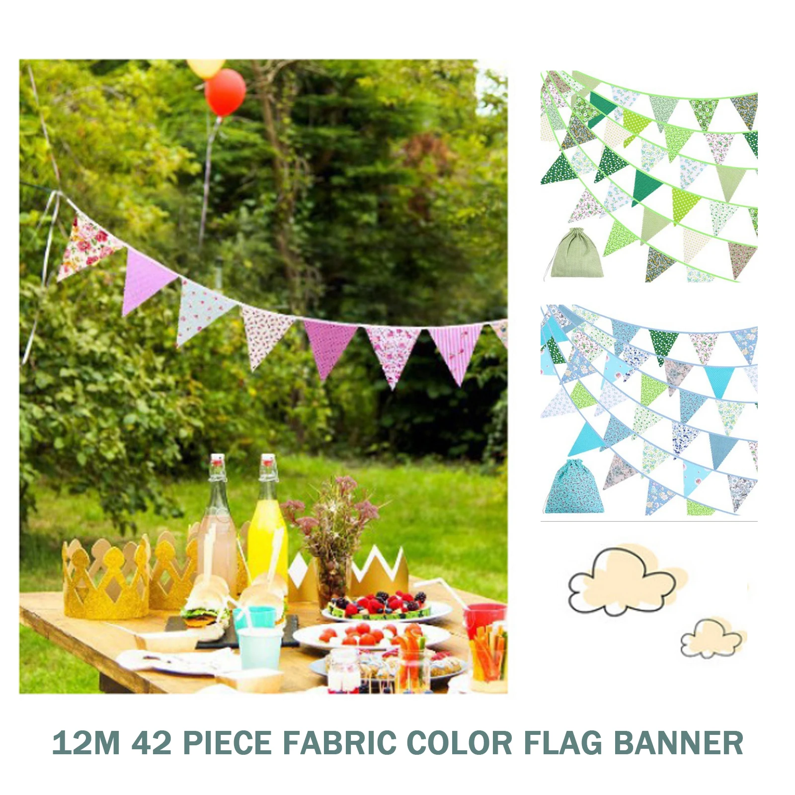 40ft Fabric Bunting Banner Floral Vintage Reusable Cotton Flag Garland Decoration For Garden Wedding Baby Shower Birthday Party
40ft Fabric Bunting Banner Floral Vintage Reusable Cotton Flag Garland Decoration For Garden Wedding Baby Shower Birthday Party