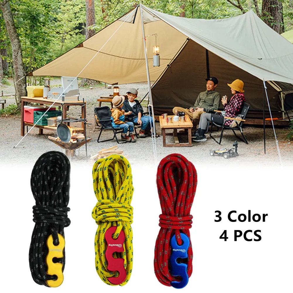 4PCS 4M Reflective Tent Ropes Polyester Nylon Camping Awning Guide Rope Canvas Line W/ Buckle Fixed Anti-slip Camping Tent Ropes
4PCS 4M Reflective Tent Ropes Polyester Nylon Camping Awning Guide Rope Canvas Line W/ Buckle Fixed Anti-slip Camping Tent Ropes