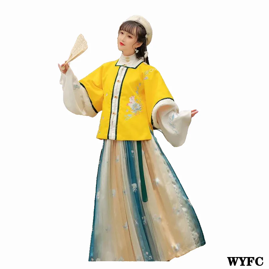 Традиционное китайское платье Hanfu, женская одежда, косплей, Сказочная юбка, сохраняющая тепло, осенне-зимняя одежда, оригинальный комплект с... 
Традиционное китайское платье Hanfu, женская одежда, косплей, Сказочная юбка, сохраняющая тепло, осенне-зимняя одежда, оригинальный комплект с...