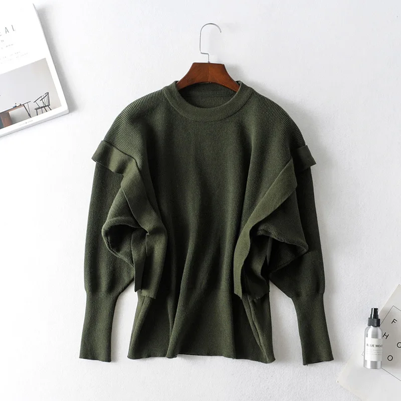 Fashion O Neck Long Sleeve Sweet Pullovers Chic Tops Puff Femme Vintage Stylish Ruffles Short Style Knitted Sweater Women 2020
Fashion O Neck Long Sleeve Sweet Pullovers Chic Tops Puff Femme Vintage Stylish Ruffles Short Style Knitted Sweater Women 2020