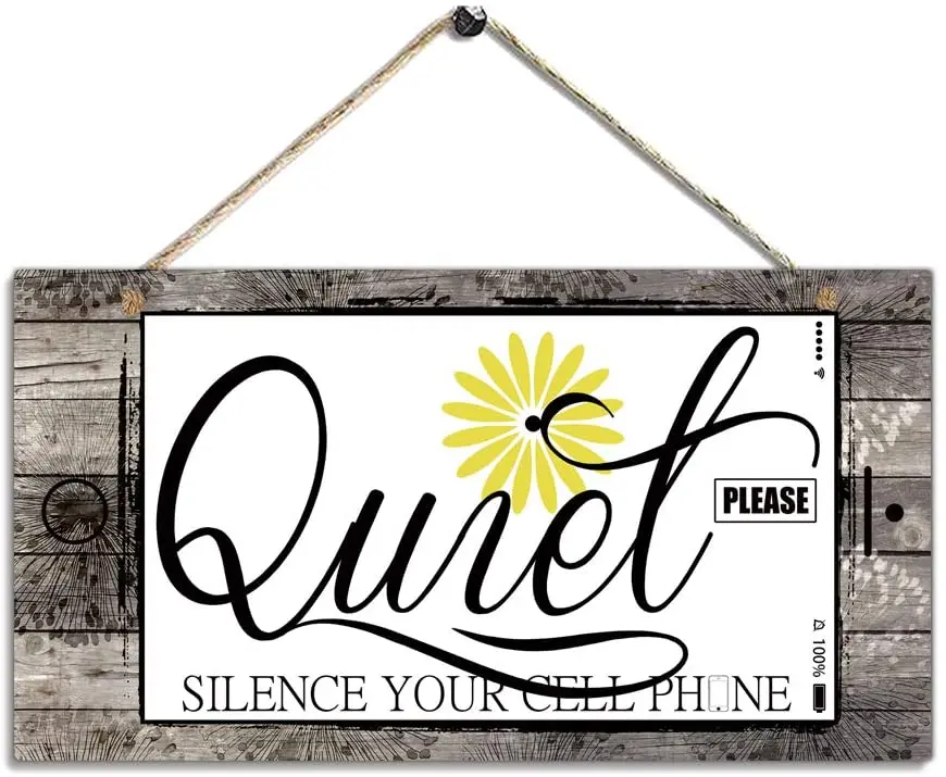 Rustic Daisy Wood Wall Art Sign-Quiet Please Silence Your Cell Phone-Wall Decoration Hanging Door Sign for Office
Rustic Daisy Wood Wall Art Sign-Quiet Please Silence Your Cell Phone-Wall Decoration Hanging Door Sign for Office