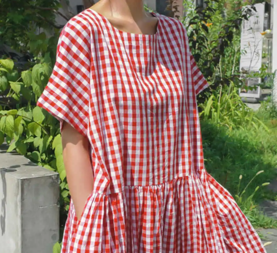 Medium length loose Short Sleeve Plaid Dress women's large slim Ruffle Baby Dress
Medium length loose Short Sleeve Plaid Dress women's large slim Ruffle Baby Dress