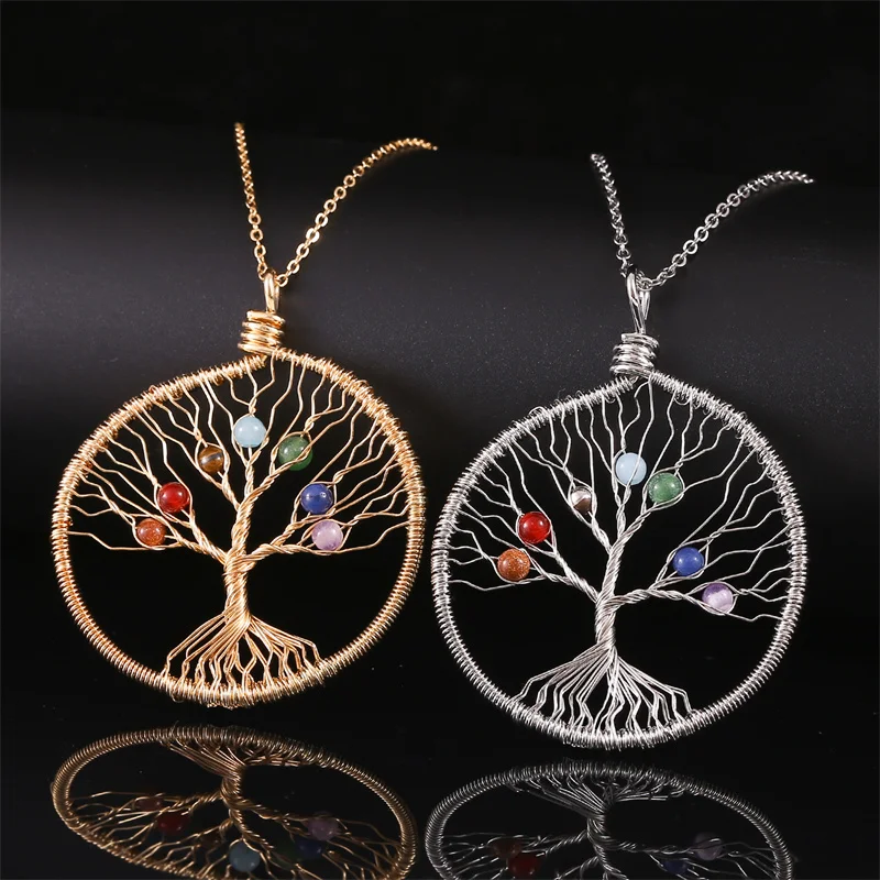 7 Chakra Tree of Life Wire Wrapped Necklace Colorful Yoga Crystal Beads Pendant Natural Crystal Stone Reiki Healing Necklaces
7 Chakra Tree of Life Wire Wrapped Necklace Colorful Yoga Crystal Beads Pendant Natural Crystal Stone Reiki Healing Necklaces